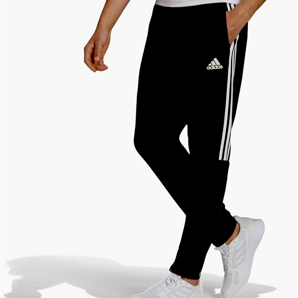 adidas Men's Slim Tapered-Cut 3-Stripe Pants - Small